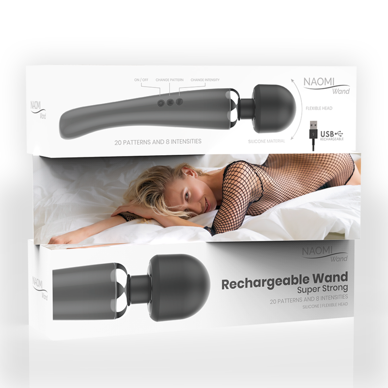 Massaggiatore a bacchetta super potente 4000-8000 giri/min - Ricaricabile tramite USB - NAOMI WAND