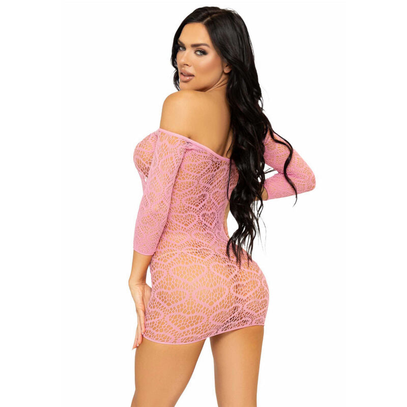 LEG AVENUE - MINI ABITO A RETE CUORE TAGLIA UNICA - ROSA