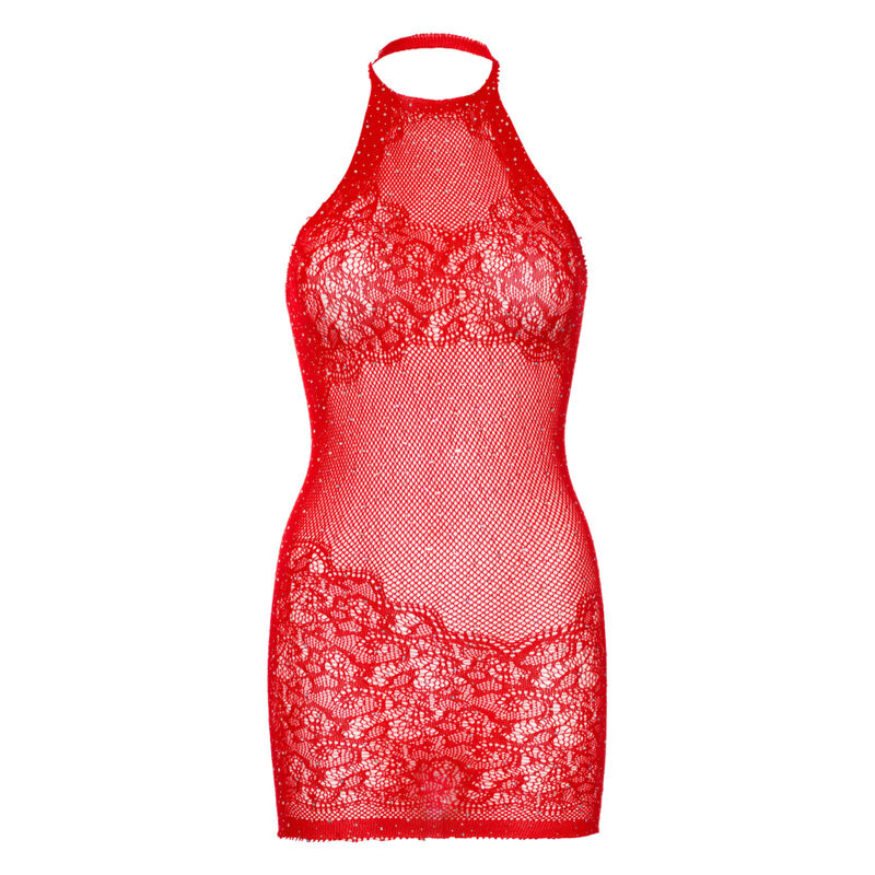 LEG AVENUE - ABITO CORTO CON STRASS E HALTER TAGLIA UNICA - BIANCO