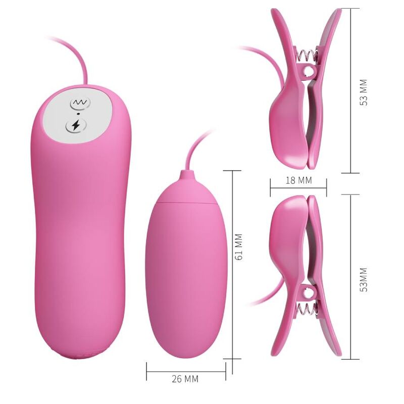 PRETTY LOVE - PINZETTE CON VIBRAZIONE ED ELETTROSHOCK ROSA