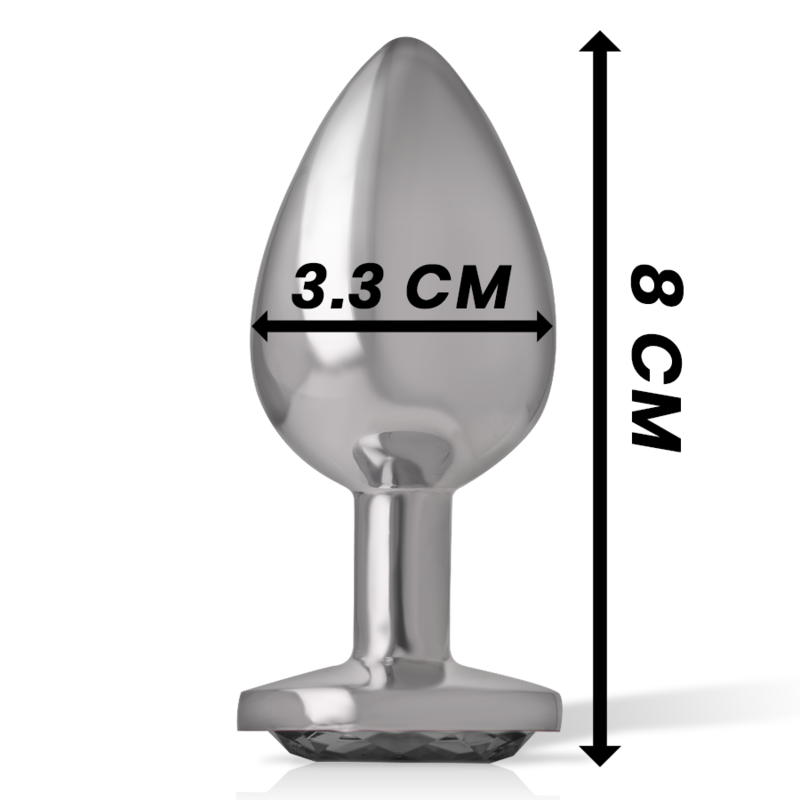 Plug anale in metallo e vetro nero – Taglia M – 8×3,3 cm – INTENSO
