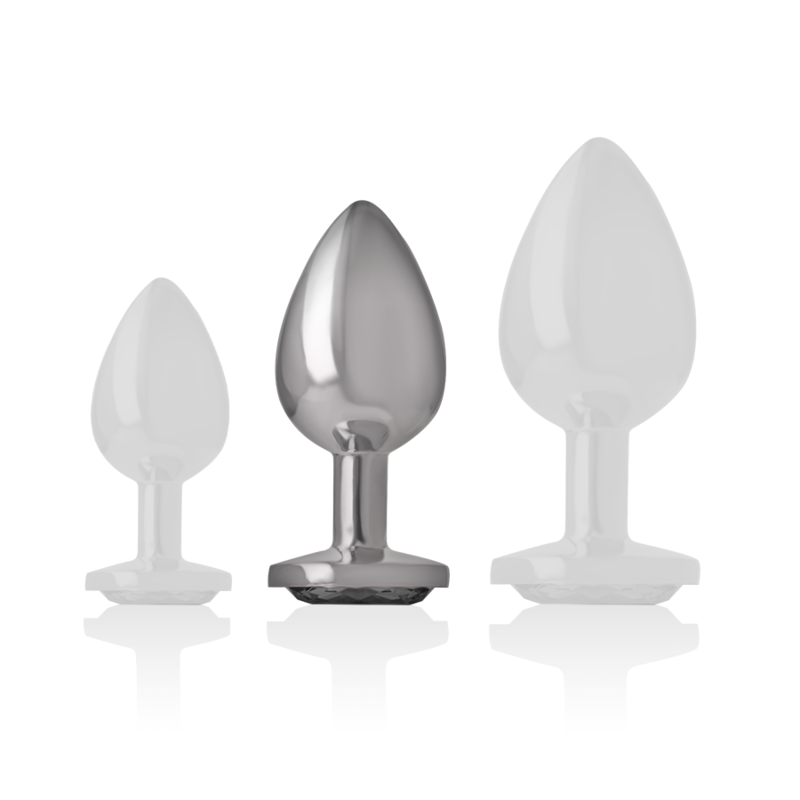 Plug anale in metallo e vetro nero – Taglia M – 8×3,3 cm – INTENSO