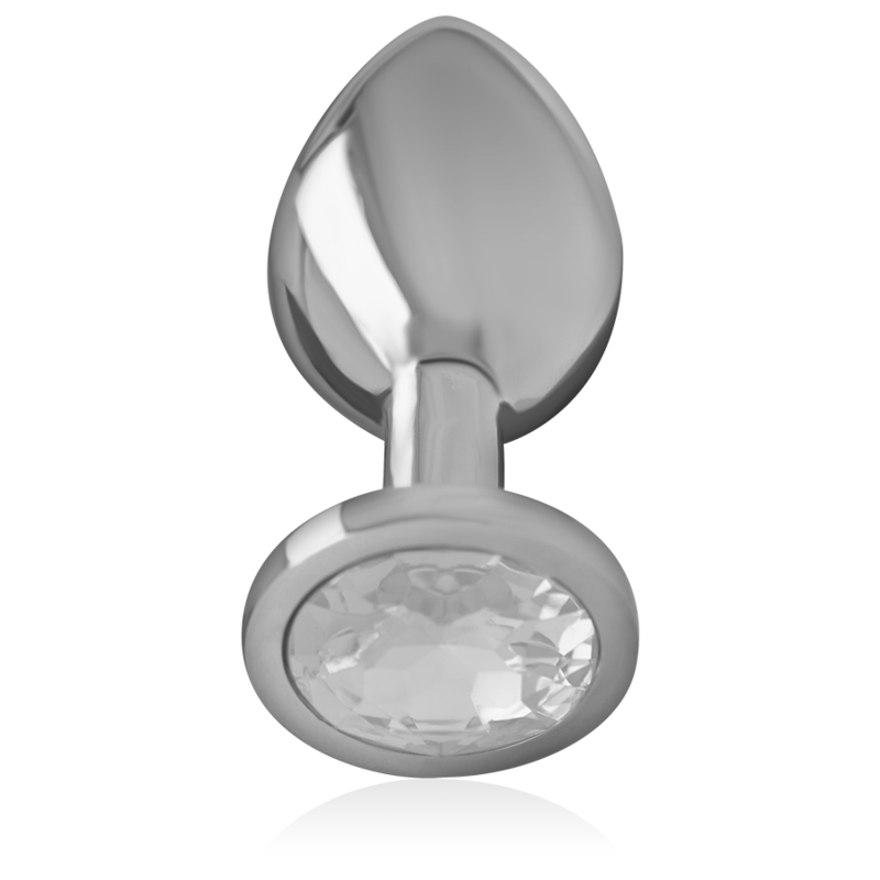 Plug anale in metallo alluminio 8 cm x 3,3 cm – Cristallo argento