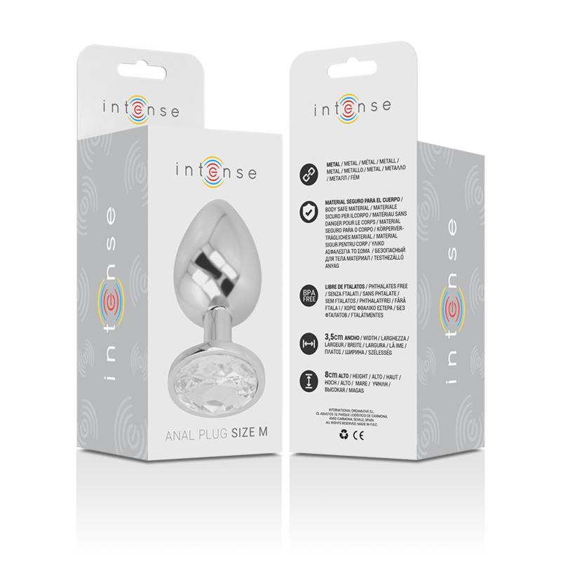 Plug anale in metallo alluminio 8 cm x 3,3 cm – Cristallo argento