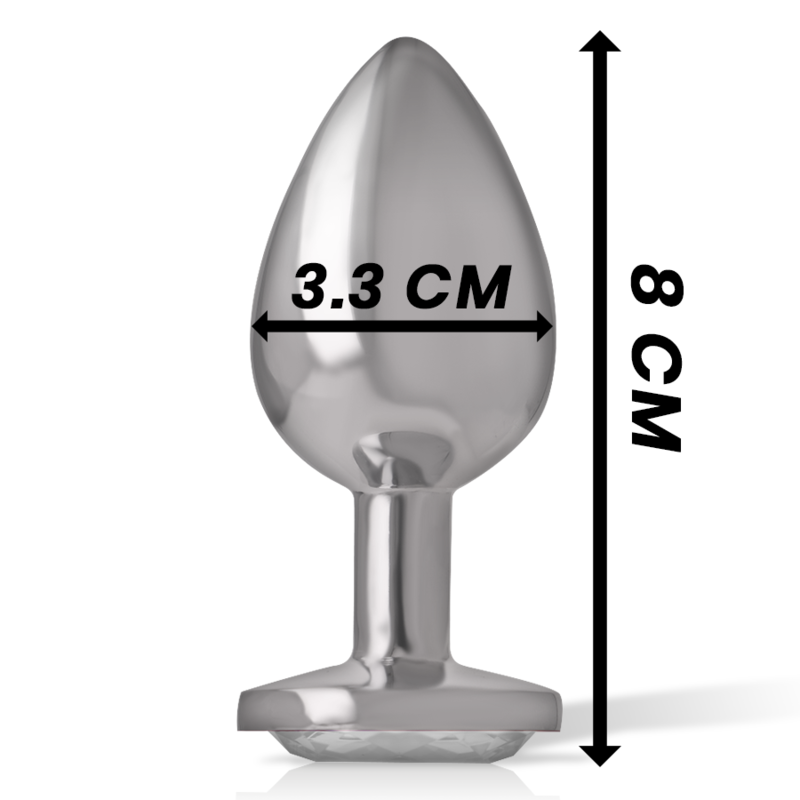Plug anale in metallo alluminio 8 cm x 3,3 cm – Cristallo argento