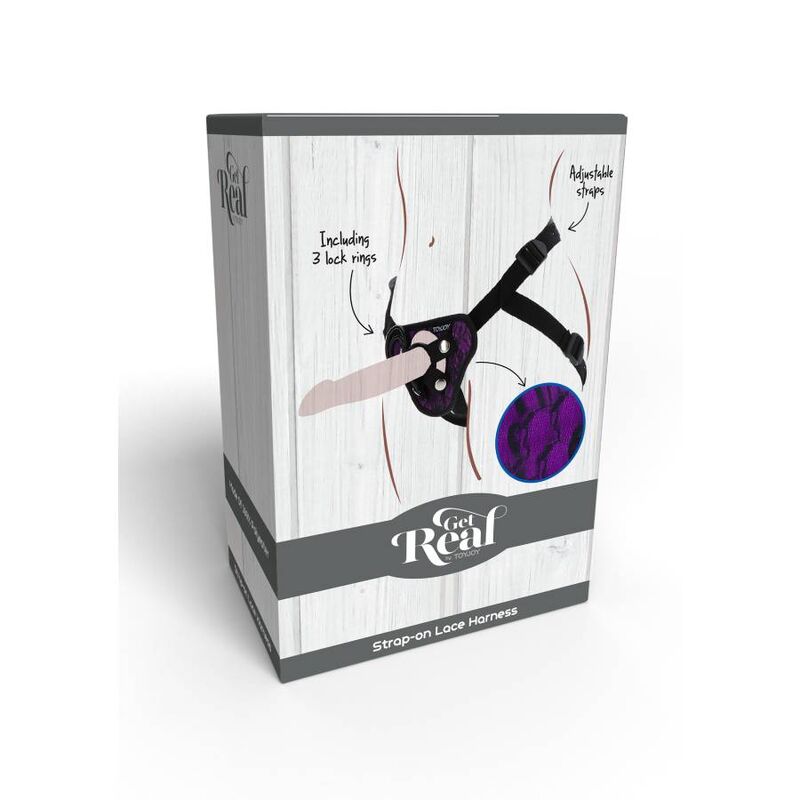 SII REALE - IMBRACATURA CON PIZZO E STRAP-ON VIOLA