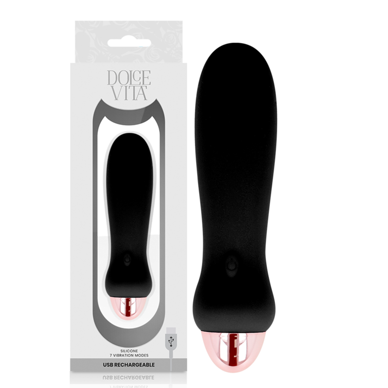 Vibratore ricaricabile in silicone "Five" Nero | 12,4 cm x 2,8 cm | DOLCE VITA