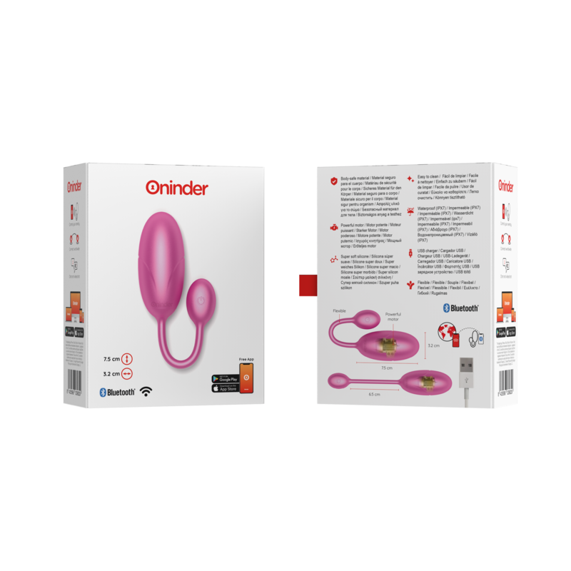 ONINDER - TOKYO UOVO VIBRANTE NERO 7,5 X 3,2 CM APP GRATUITA