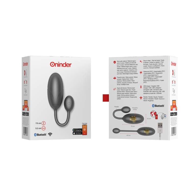 ONINDER - TOKYO UOVO VIBRANTE NERO 7,5 X 3,2 CM APP GRATUITA