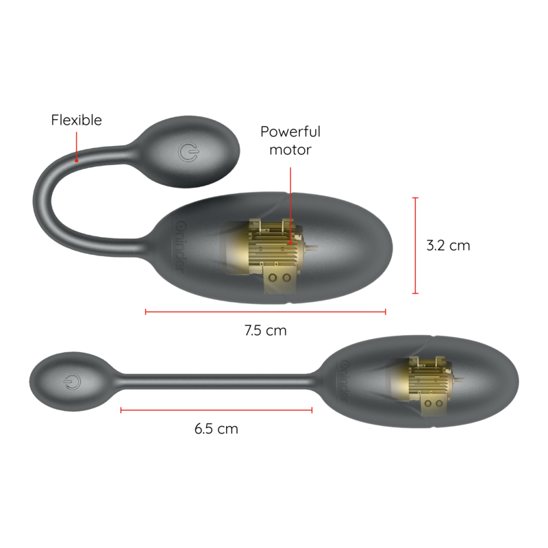 ONINDER - TOKYO UOVO VIBRANTE NERO 7,5 X 3,2 CM APP GRATUITA