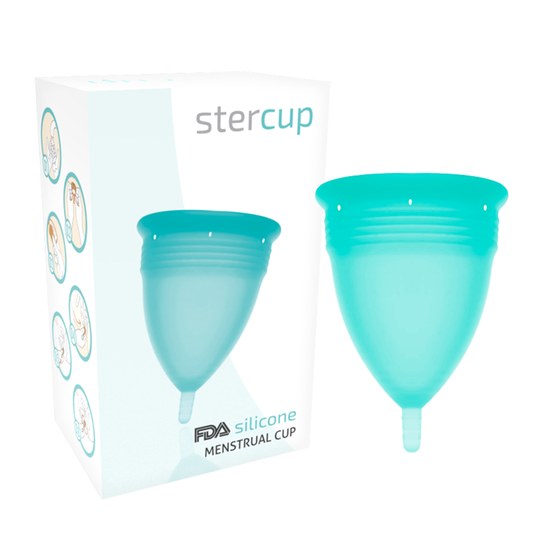 Coppetta mestruale in silicone FDA color acquamarina – Taglia L (24 ml) | STERCUP