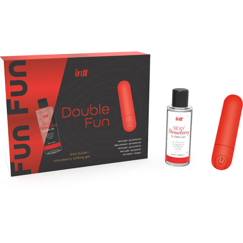 INTT RELEASES - KIT DOPPIO DIVERTIMENTO CON PROIETTILE VIBRANTE E GEL DA MASSAGGIO ALLA FRAGOLA