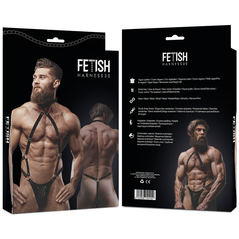 ATTEGGIAMENTO SOTTOMESSA FETISH - IMBRACATURA JOCK STRAP IN ECOPELLE DA UOMO