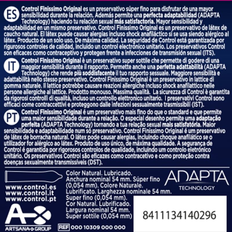 Preservativi CONTROL Finissimo 54 mm - 3 unità