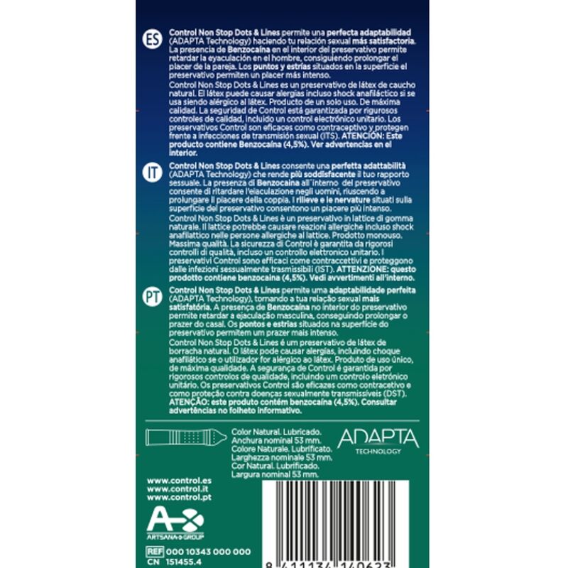 CONTROL - PRESERVATIVI NONSTOP A PUNTINI E LINEE 12 UNITÀ