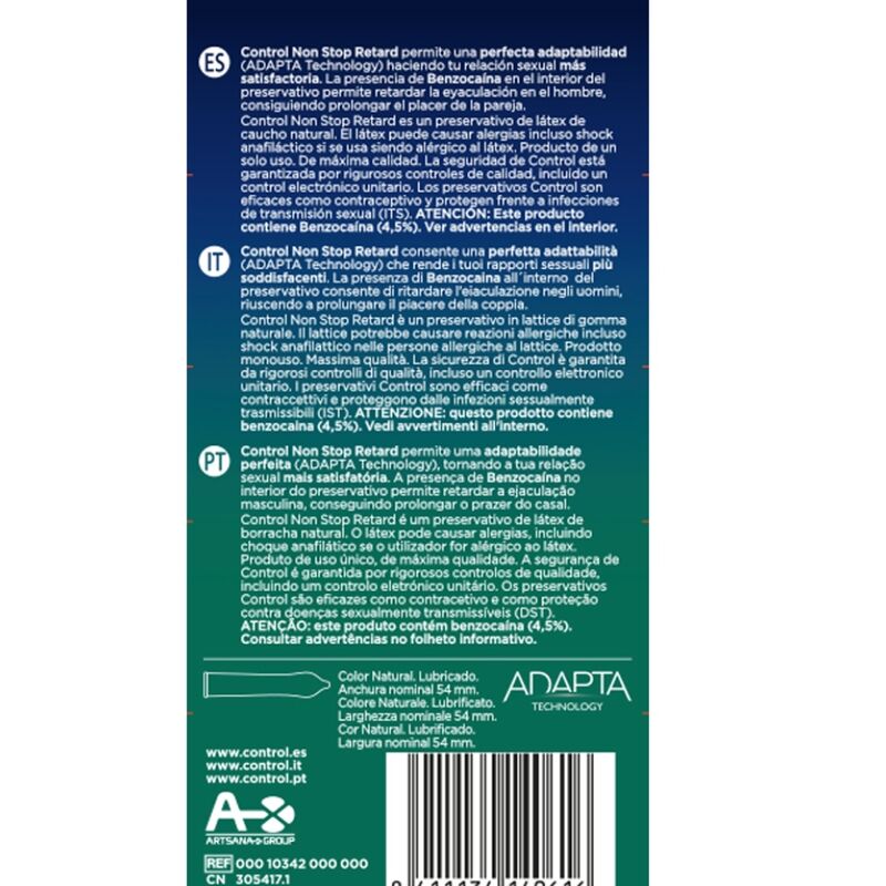 Preservativi CONTROL Non Stop Delay – 54 mm – 12 unità