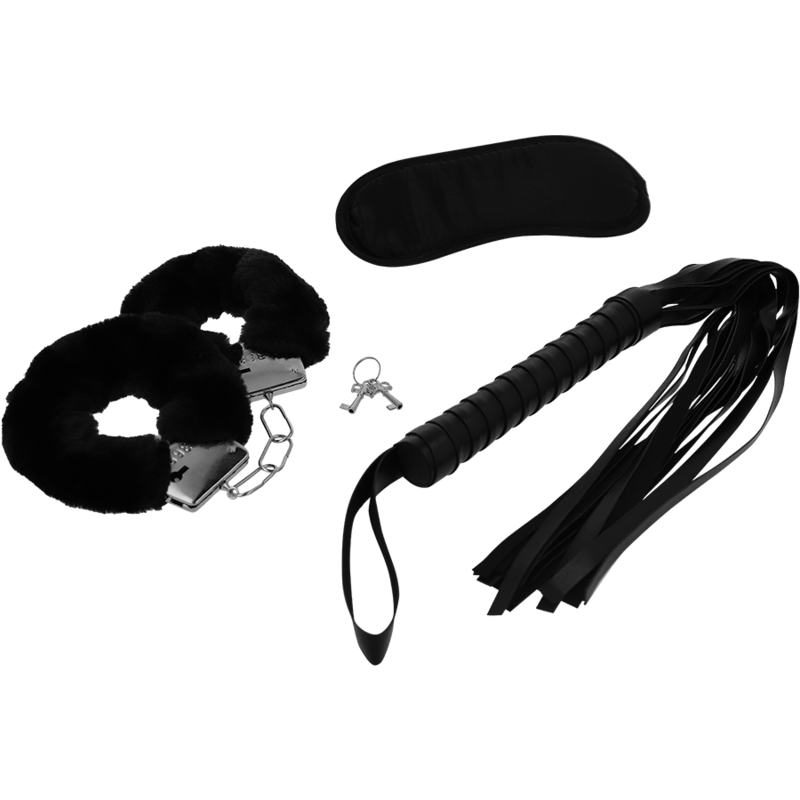 INTENSO - SET DA GIOCO EROTICO FETISH 1 CON MANETTE, MASCHERA CIECA E FUSTELLA