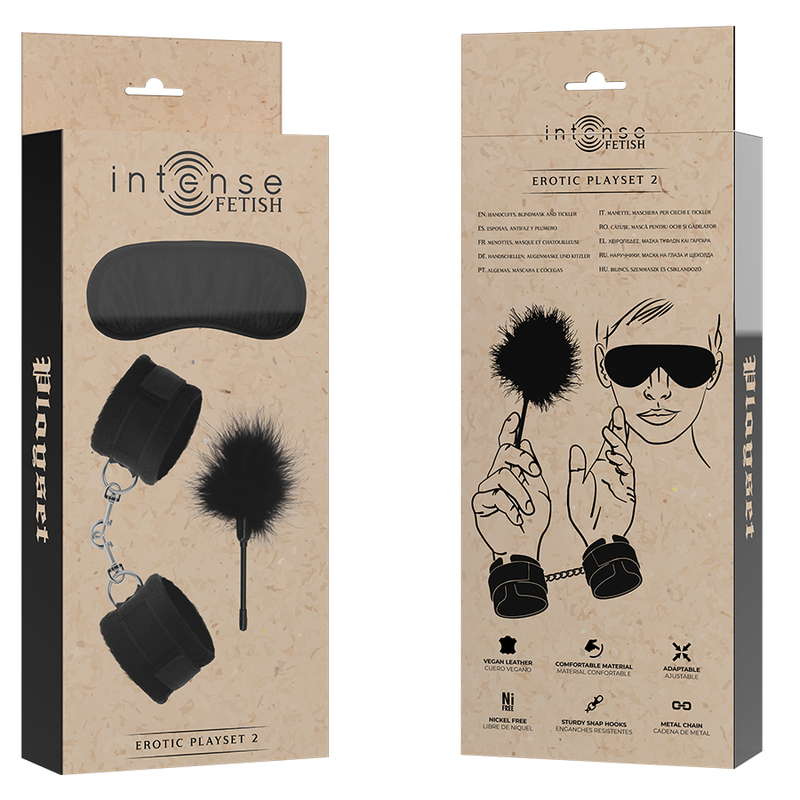 INTENSO - SET DA GIOCO EROTICO FETISH 2 CON MANETTE, MASCHERA CIECA E SOLLETICO