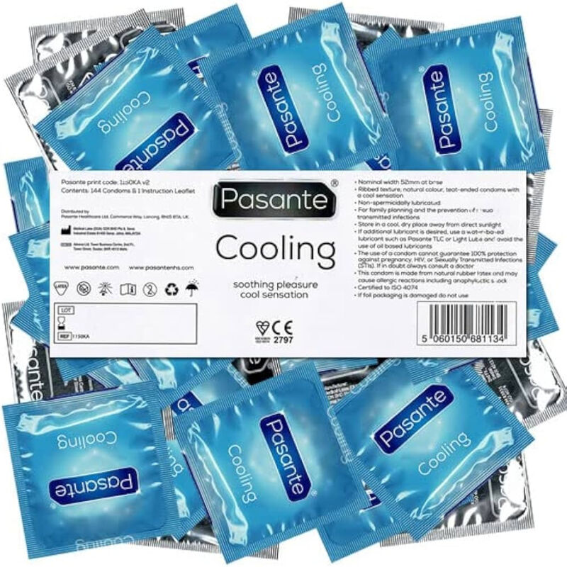 Preservativi PASANTE Cooling Effect - Rigati - 52 mm - 144 unità