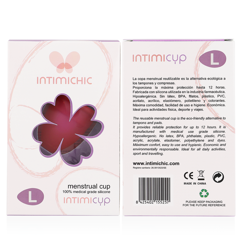 Coppetta mestruale | Silicone di grado medico | Taglia L | INTIMICHIC