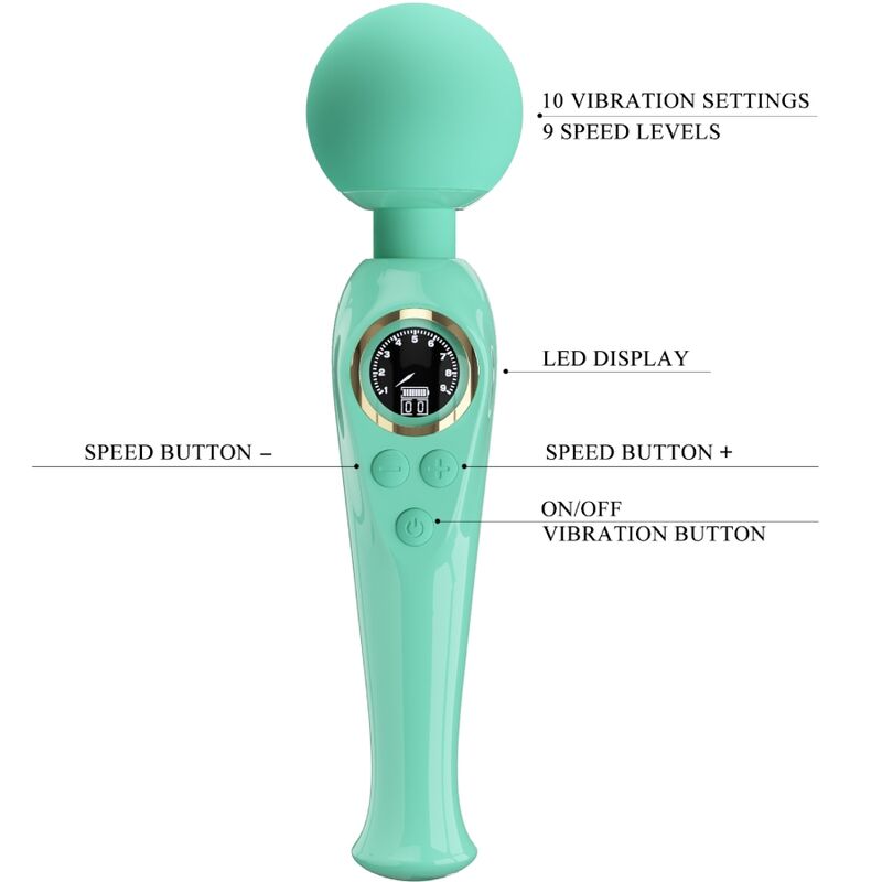 Vibratore Skyler Wand Verde | 10 Modalità × 9 Velocità | Pretty Love