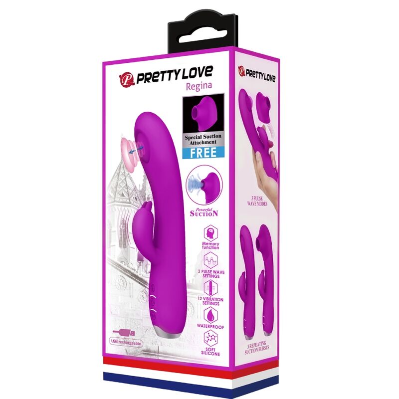 PRETTY LOVE - VIBRATORE REGINA - ONDE STIMOLANTI RICARICABILE VIOLA