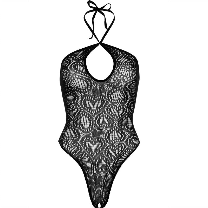 LEG AVENUE - BODY SENZA CUCITURE CON SCOLLO ALTO NERO