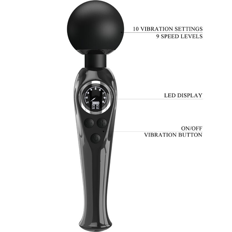 Vibratore Skyler Wand Nero 10 Modalità, 9 Velocità — Pretty Love