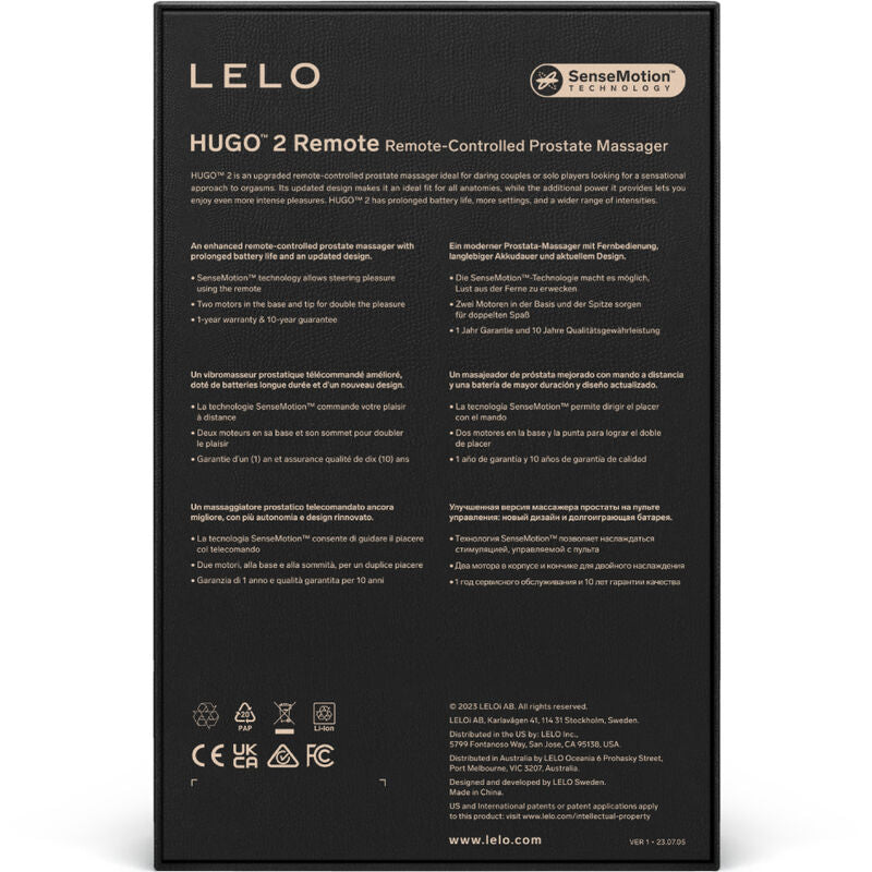 LELO - HUGO 2 MASSAGGIATORE PROSTATICO TELECOMANDO NERO