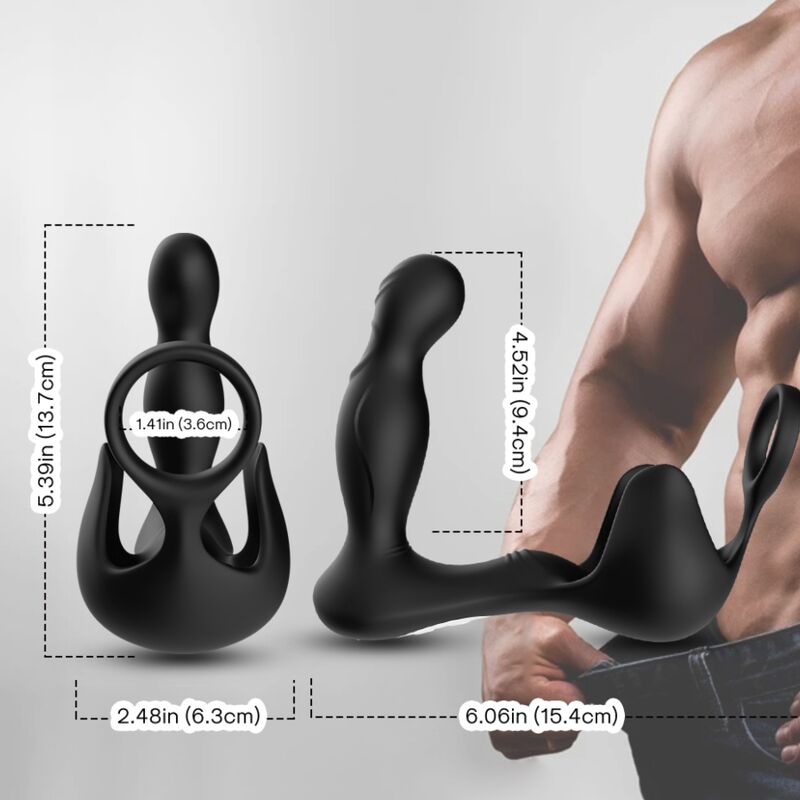 ARMONY - VIBRATORE SURROUND ANALE E STIMOLATORE TESTICOLI E ANELLO TELECOMANDO NERO