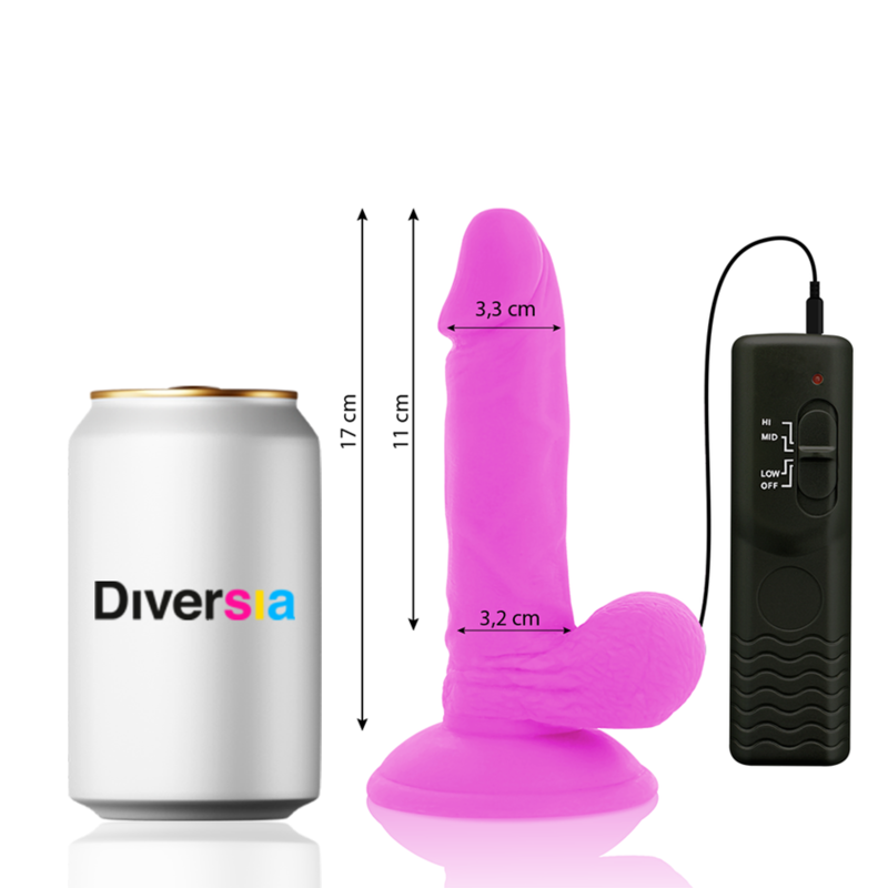 Dildo vibrante flessibile viola | 17,0 cm x 3,3 cm | DIVERSIA