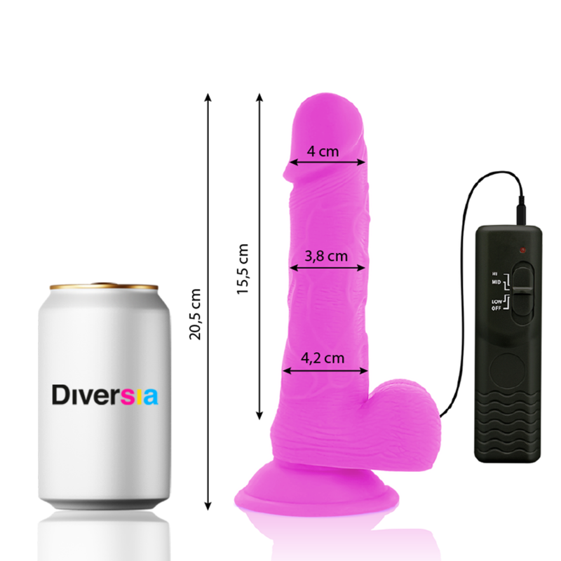 Dildo vibrante flessibile viola | 20,5 cm x 4,2 cm | DIVERSIA