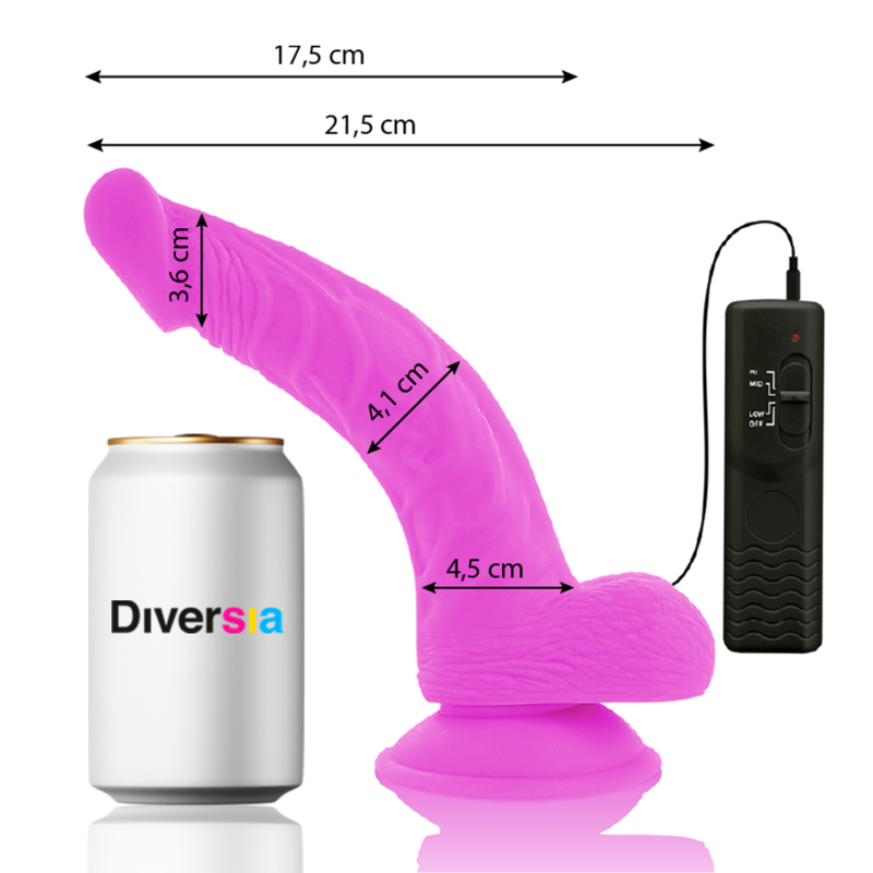 Dildo vibrante flessibile viola | 21,5 cm x 4,5 cm | DIVERSIA