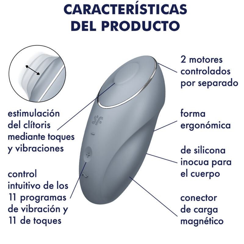 SATISFYER - TAP &amp; CLIMAX 1 VIBRATORE DA APPOGGIO GRIGIO