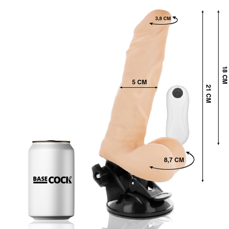 BASECOCK - VIBRADOR COMANDO ARTICOLABILE REMOTO NEGRO 21 CM -O- 5 CM