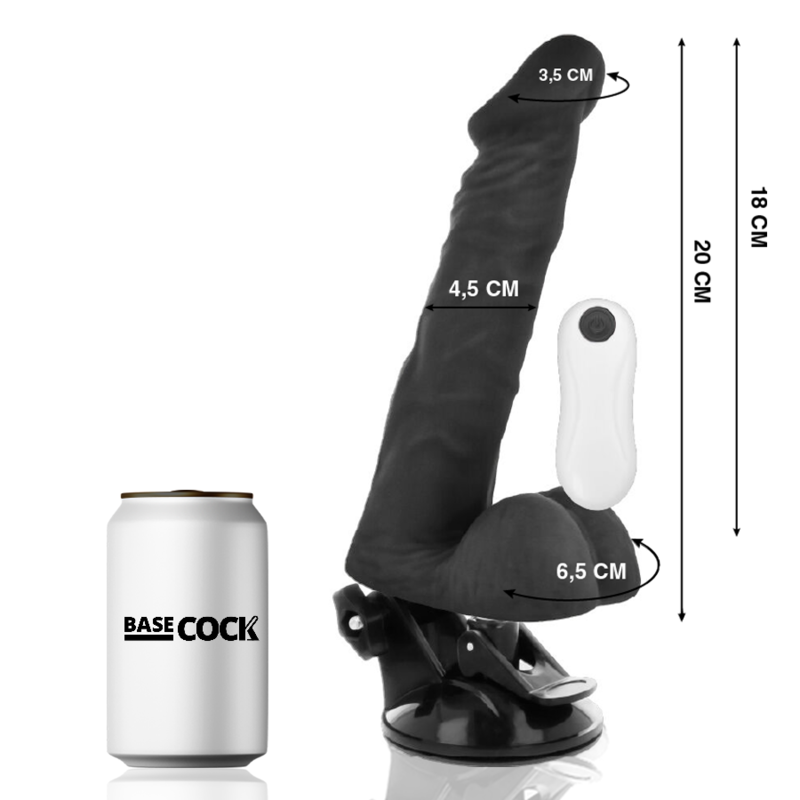 Vibratore realistico posizionabile con telecomando | 20,0 cm x 4,5 cm | Nero | BASECOCK