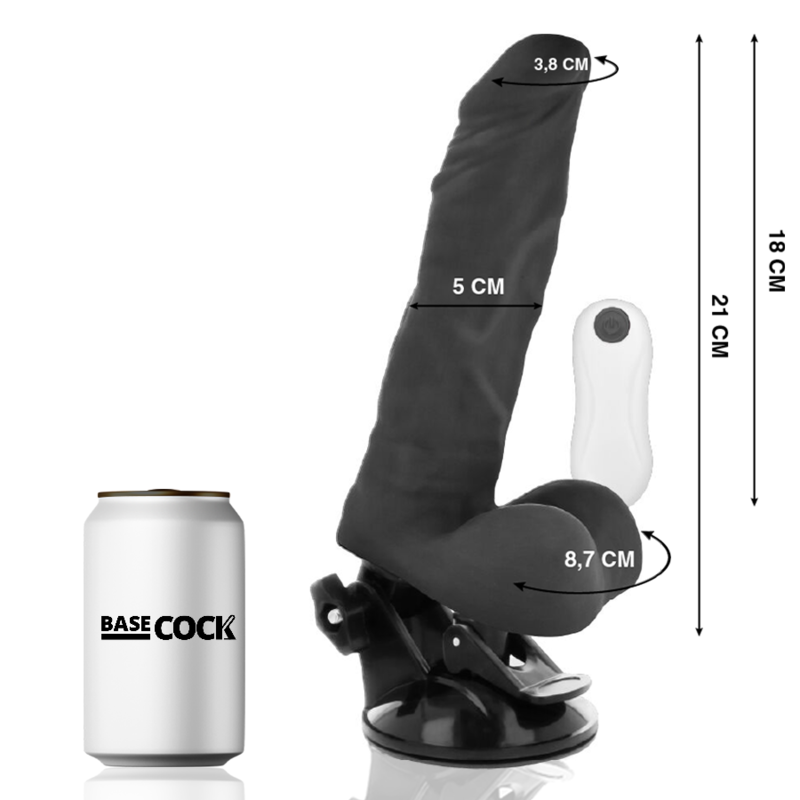 BASECOCK - VIBRADOR COMANDO ARTICOLABILE REMOTO NEGRO 21 CM -O- 5 CM