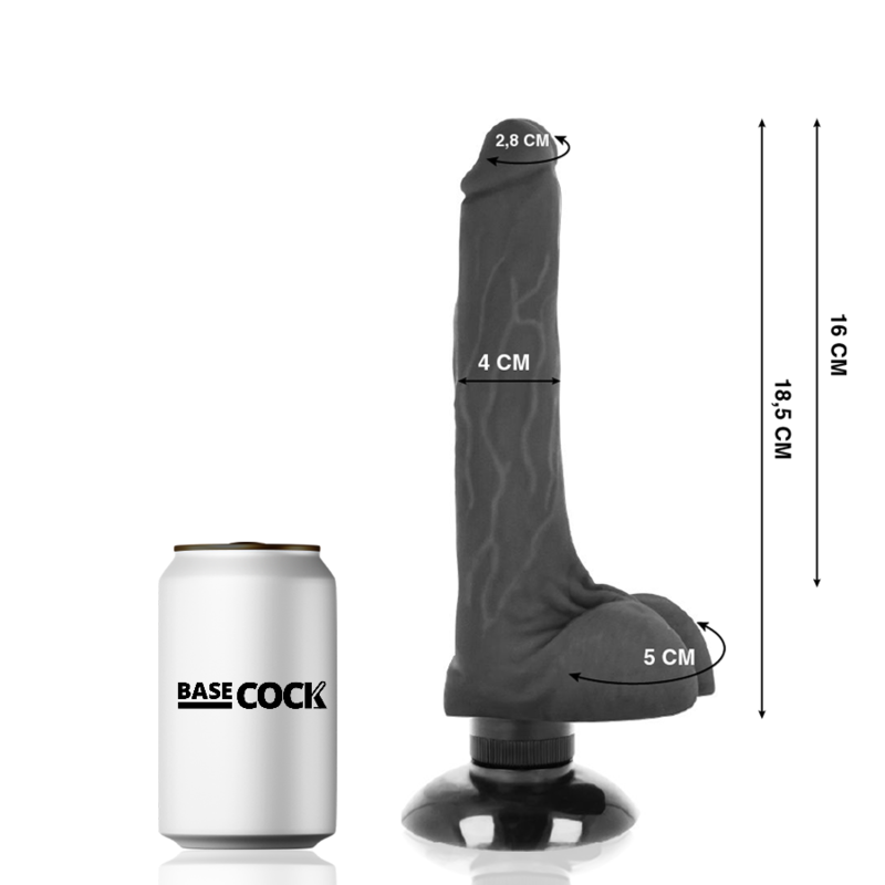 Vibratore realistico 2 in 1 | Nero | 18,5 cm x 4,0 cm | BASECOCK