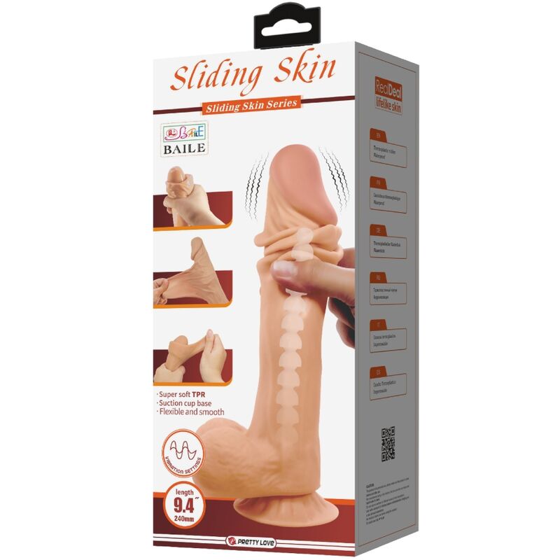 PRETTY LOVE - SERIE SLIDING SKIN DILDO REALISTICO CON VENTOSA SCORREVOLE IN PELLE TELECOMANDO FLESH 24 CM