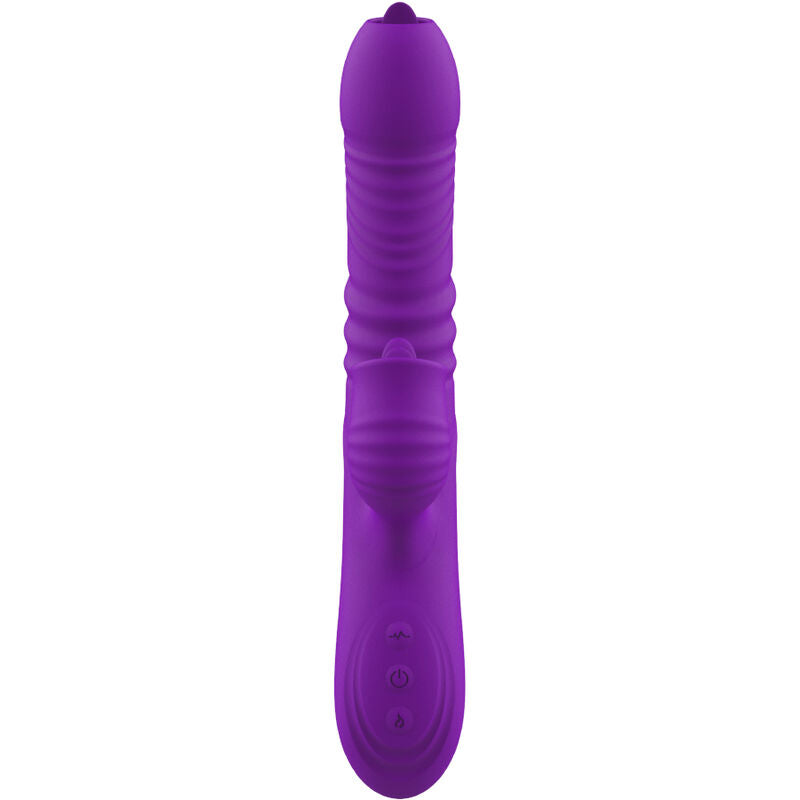 ARMONY - VIBRATORE CONIGLIO PUNTO G COMPLETO CON LINGUA STIMOLANTE EFFETTO CALORE VIOLA