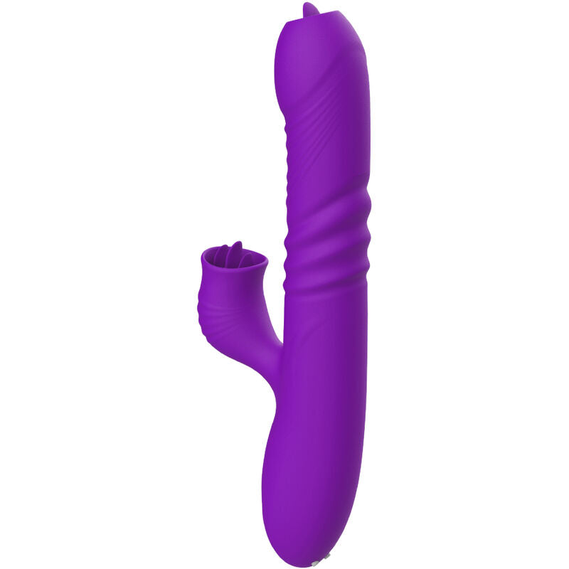 ARMONY - VIBRATORE CONIGLIO PUNTO G COMPLETO CON LINGUA STIMOLANTE EFFETTO CALORE VIOLA