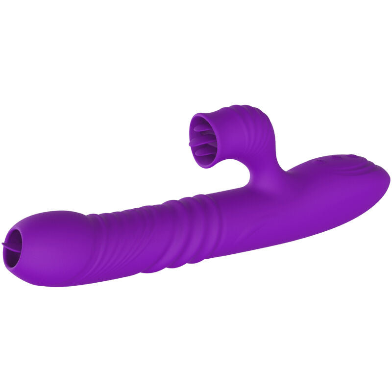ARMONY - VIBRATORE CONIGLIO PUNTO G COMPLETO CON LINGUA STIMOLANTE EFFETTO CALORE VIOLA