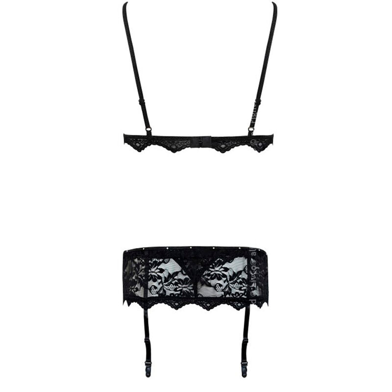 LIVCO CORSETTI FASHION - BELITA LC 90231 REGGISENO + SLIP + GIARRETTIERA NERO S/M