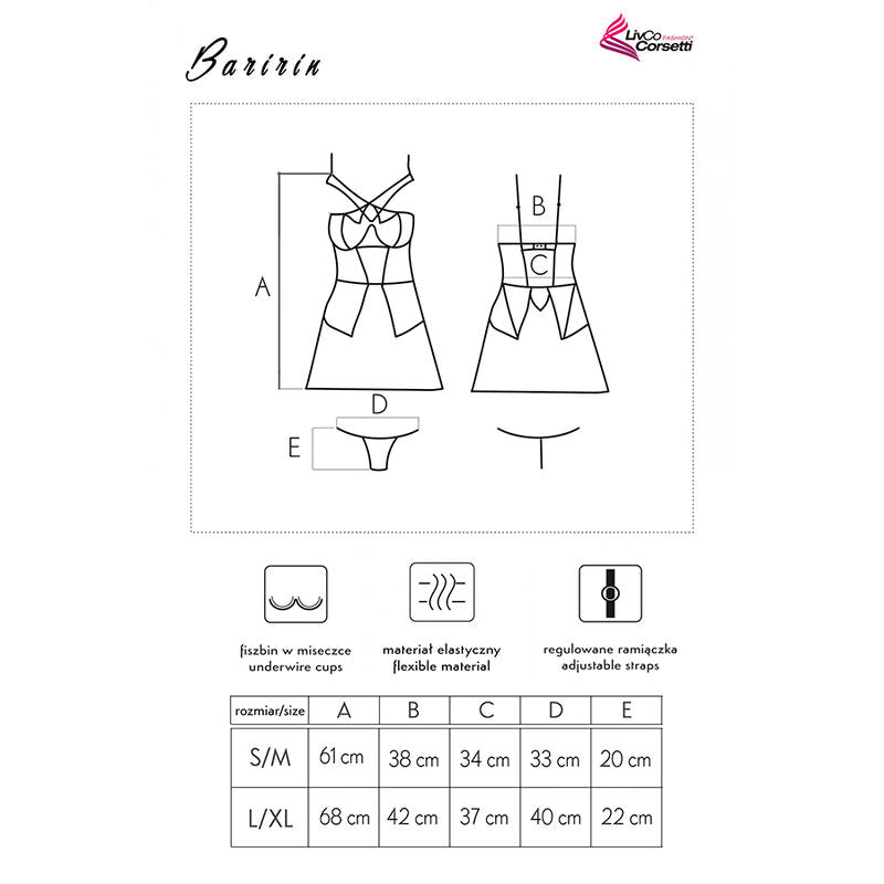 LIVCO CORSETTI FASHION - BARIRIN LC 90633 CAMICIA + SLIP NERO