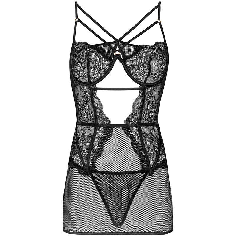 LIVCO CORSETTI FASHION - BARIRIN LC 90633 CAMICIA + SLIP NERO