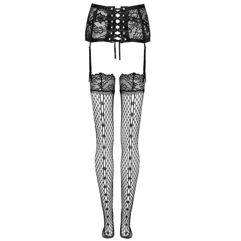 LIVCO CORSETTI FASHION - CINTURA GIARRETTIERA + CALZE NERE L/XL