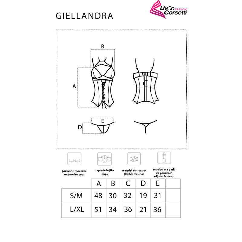 LIVCO CORSETTI FASHION - GIELLANDRA FOR THE SENSES COLLECTION CORSETTO + SLIP NERO L/XL