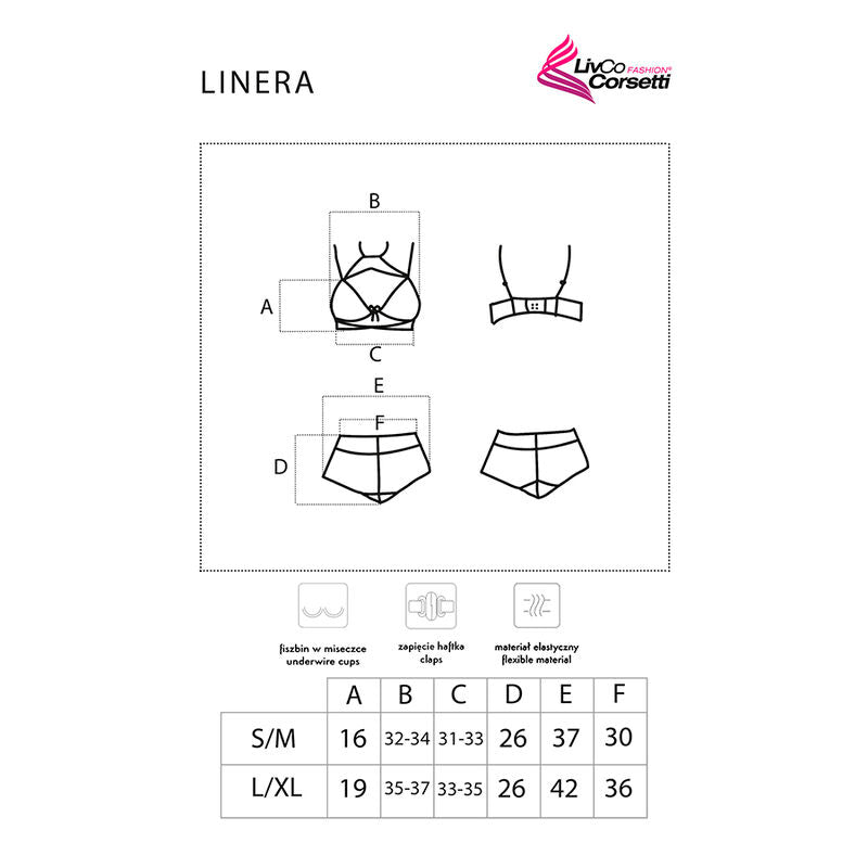 LIVCO CORSETTI FASHION - LINERA FOR THE SENSES COLLECTION REGGISENO + SLIP NERO L/XL