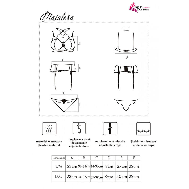 LIVCO CORSETTI FASHION - MAJALESA LC 90526 REGGISENO + GIARRETTIERA + SLIP NERO