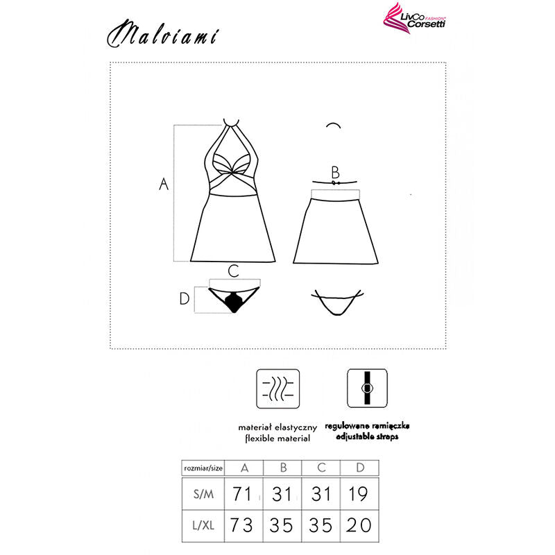LIVCO CORSETTI FASHION - MALVIAMI LC 90625 CAMICIA + SLIP NERO
